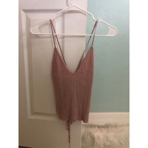 Cropped strappy back tank top